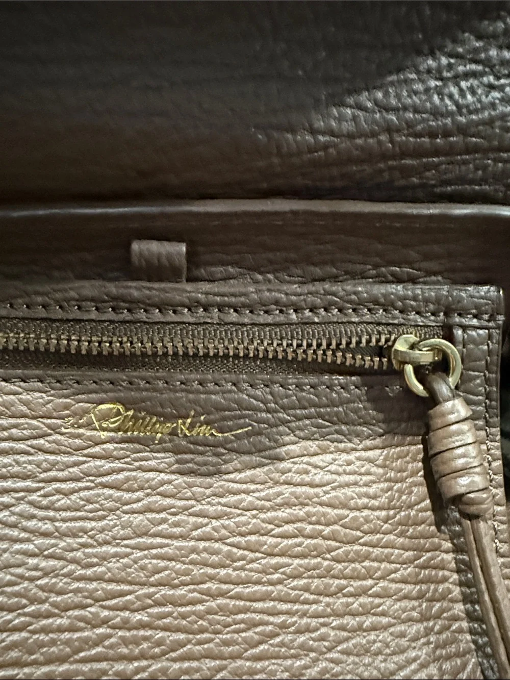 3.1 Phillip Lim Brown Leather Satchel with Gold Hardware